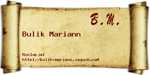 Bulik Mariann névjegykártya